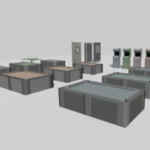 OWA Bar Games with pool, darts, and ping-pong props for 3D Environments