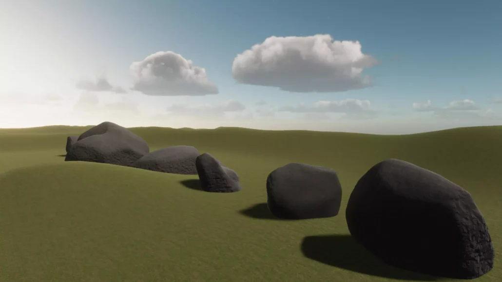 owa boulders and rocks on a grassy field