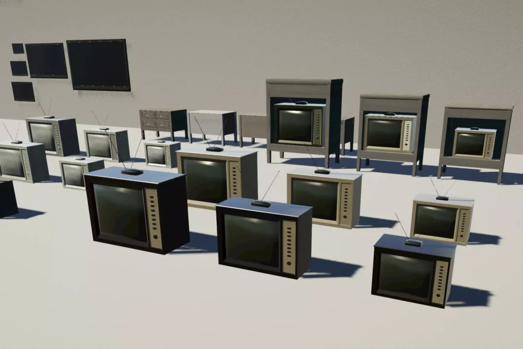 TV's and flat screens for room decoration.