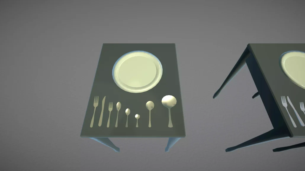 Plate with silverware on a table