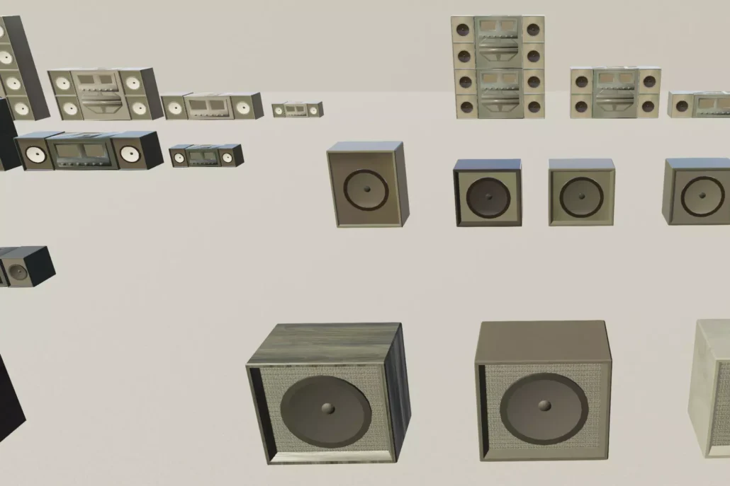 OWA speaker cabinets, stereos and record players