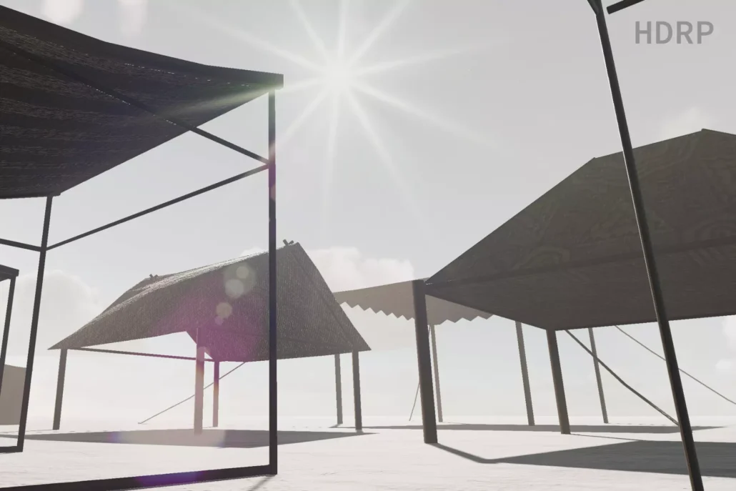 Tents in the desert sunshine