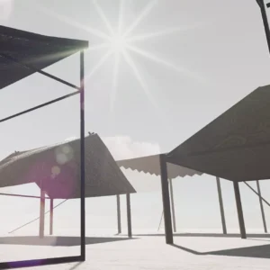 Tents in the desert sunshine