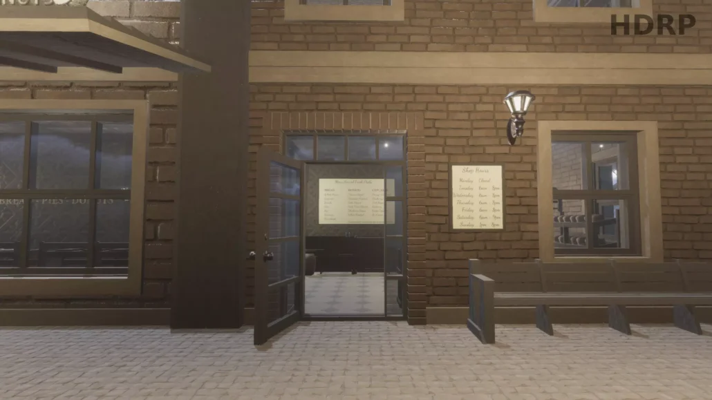 SP Bakery Brick Buildings Storefront with detailed doorway and signage